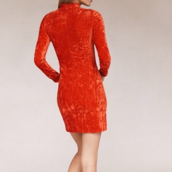 Like New Urban Outfitters Ice Crusher Velvet Long Sleeve Mini Dress in Red M - Picture 2 of 8